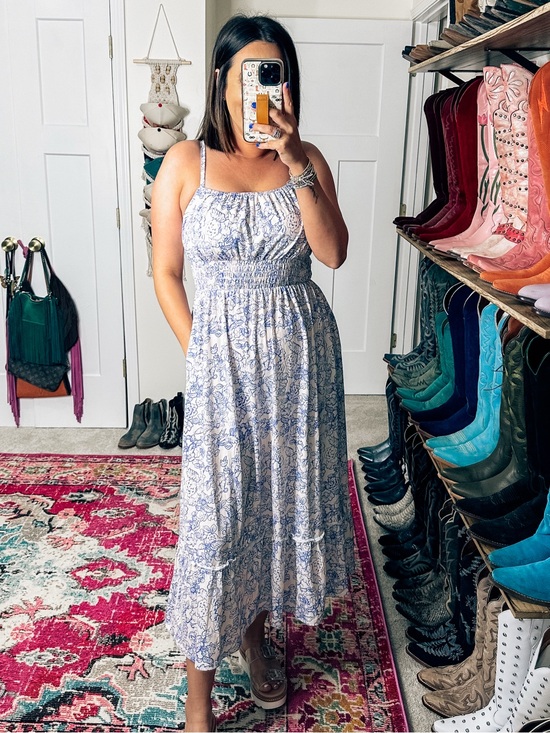 Dresses & Skirts - Blue Floral Smocked Waist Sundress - Women